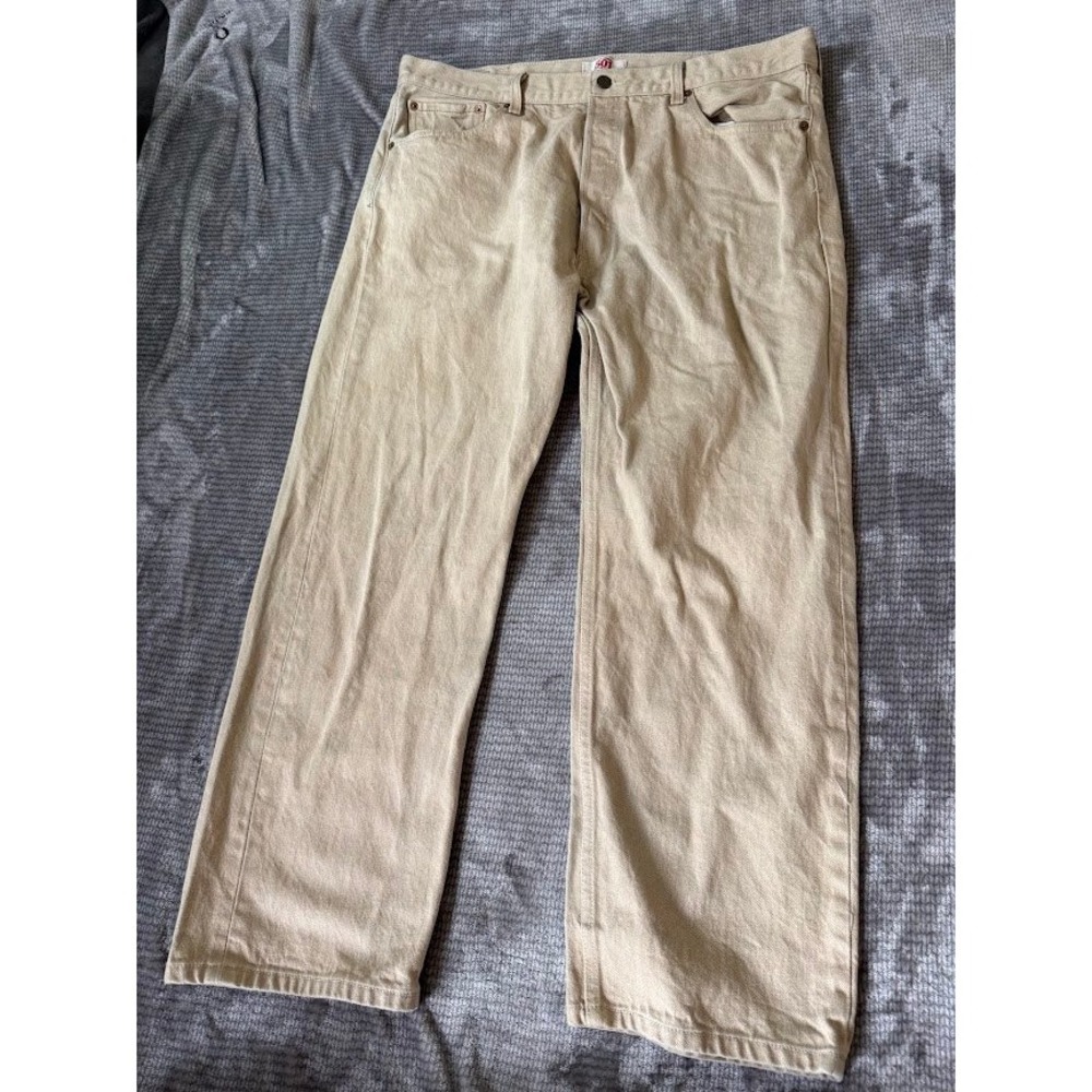 Levis 501 xx Original Fit Jeans Mens 40x28 Tan Khaki Straight Button Fly Denim